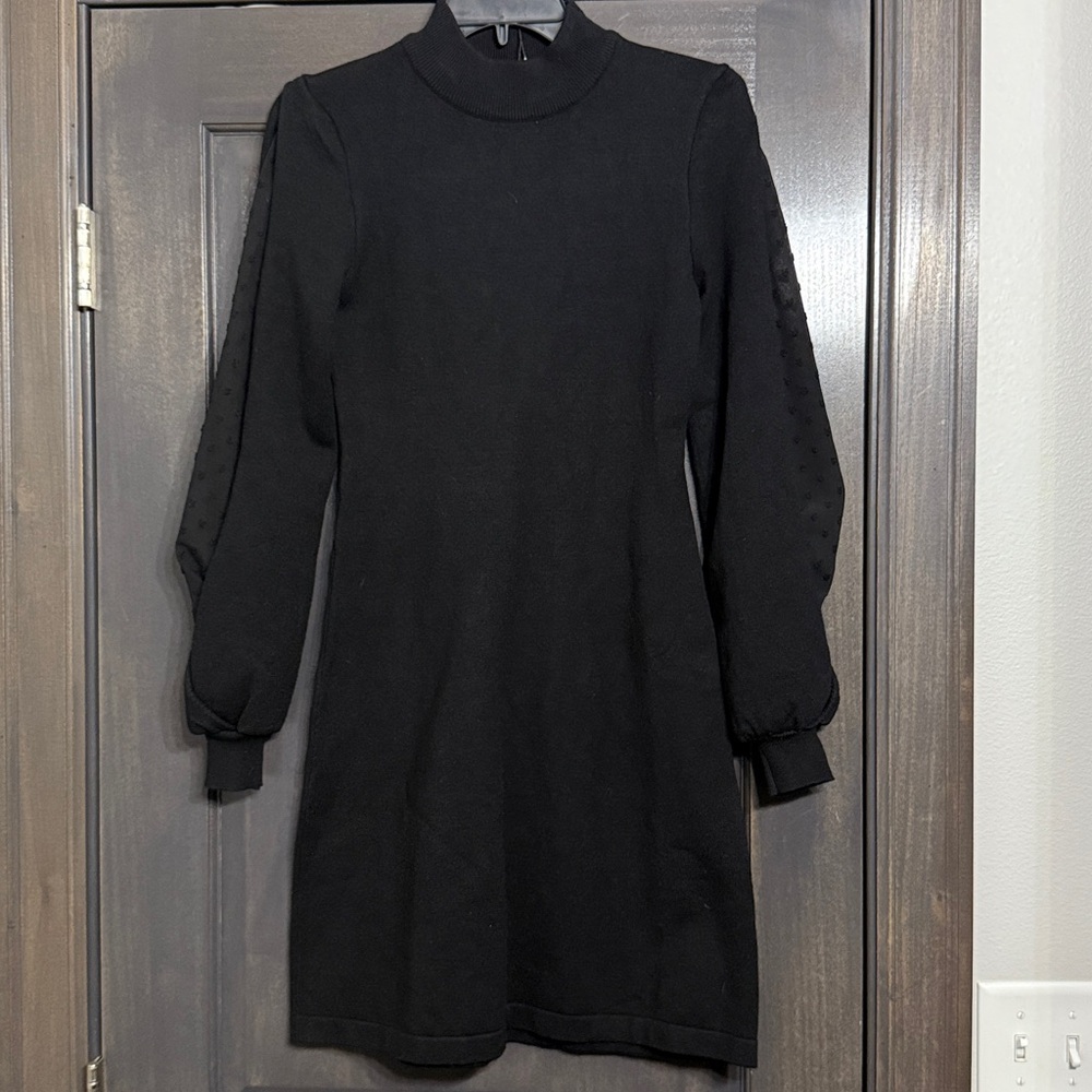 MOLLY BRACKEN NWT mini‎ sweater dress with veil sleeves in black S